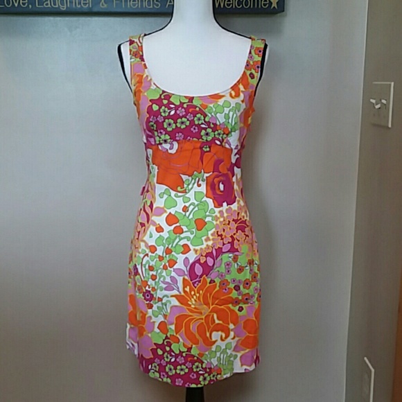 Moschino Jeans Donna floral retro look scoop neck shift dress size 8 - Picture 2 of 8